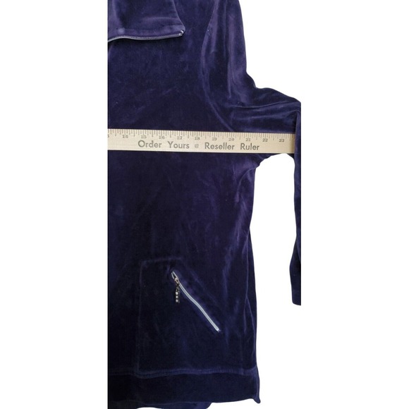 Zenergy Chico's Size L 2 purple Soft Velvet Zip Sweatshirt Jacket Pockets Bling - Picture 5 of 11